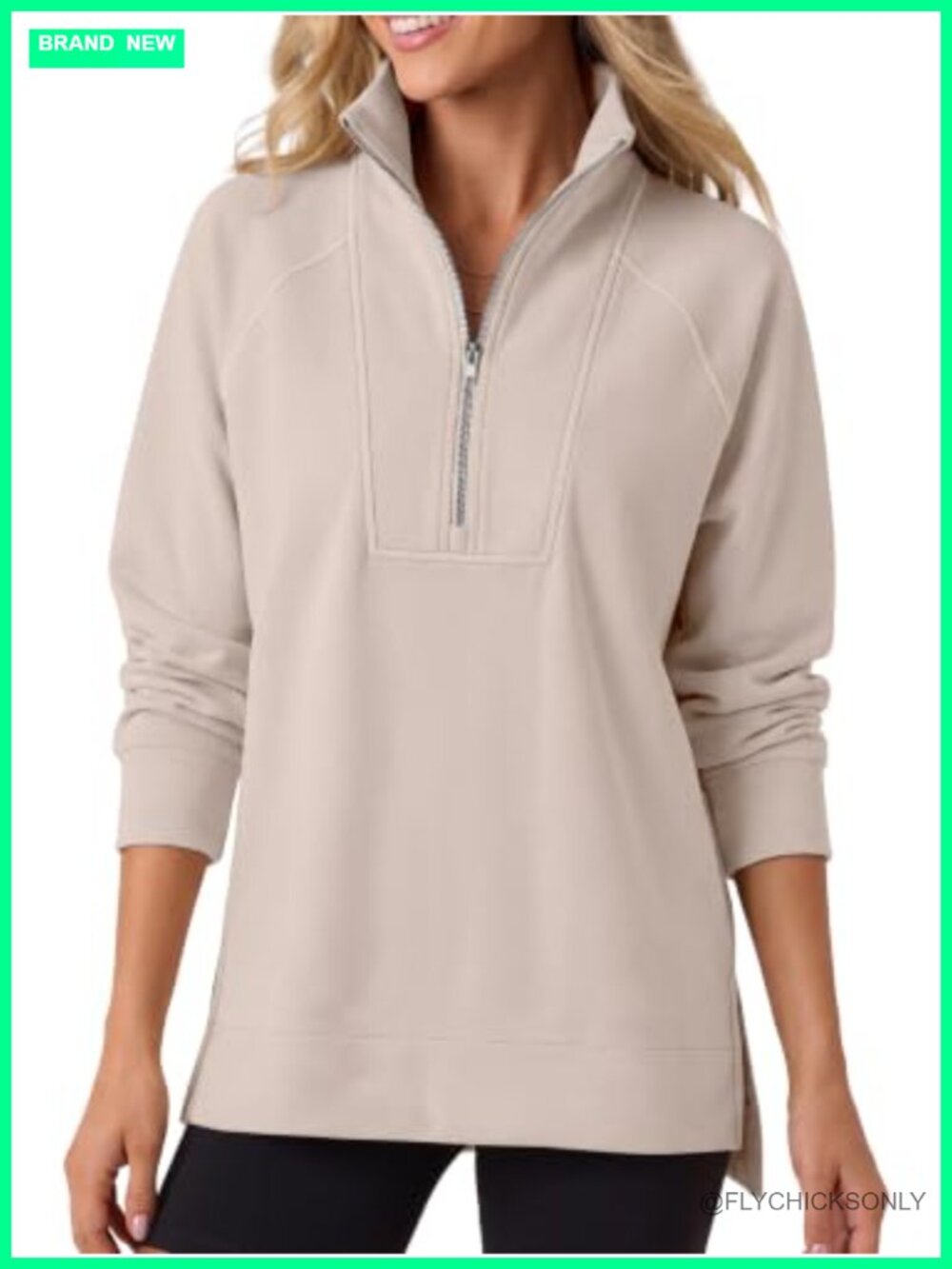 Half Zip Fleece Sweatshirt Loose Pullover Stand Collar